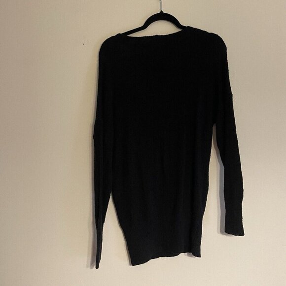 Express Women Sz S Black Deep V-Neck Long Sleeve Oversized Knit Sweater - Picture 8 of 8